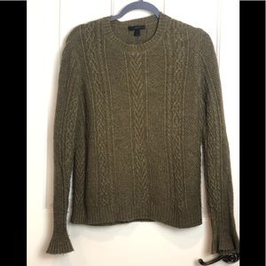 JCrew Cable-knit sweater , olive green, Crew neck